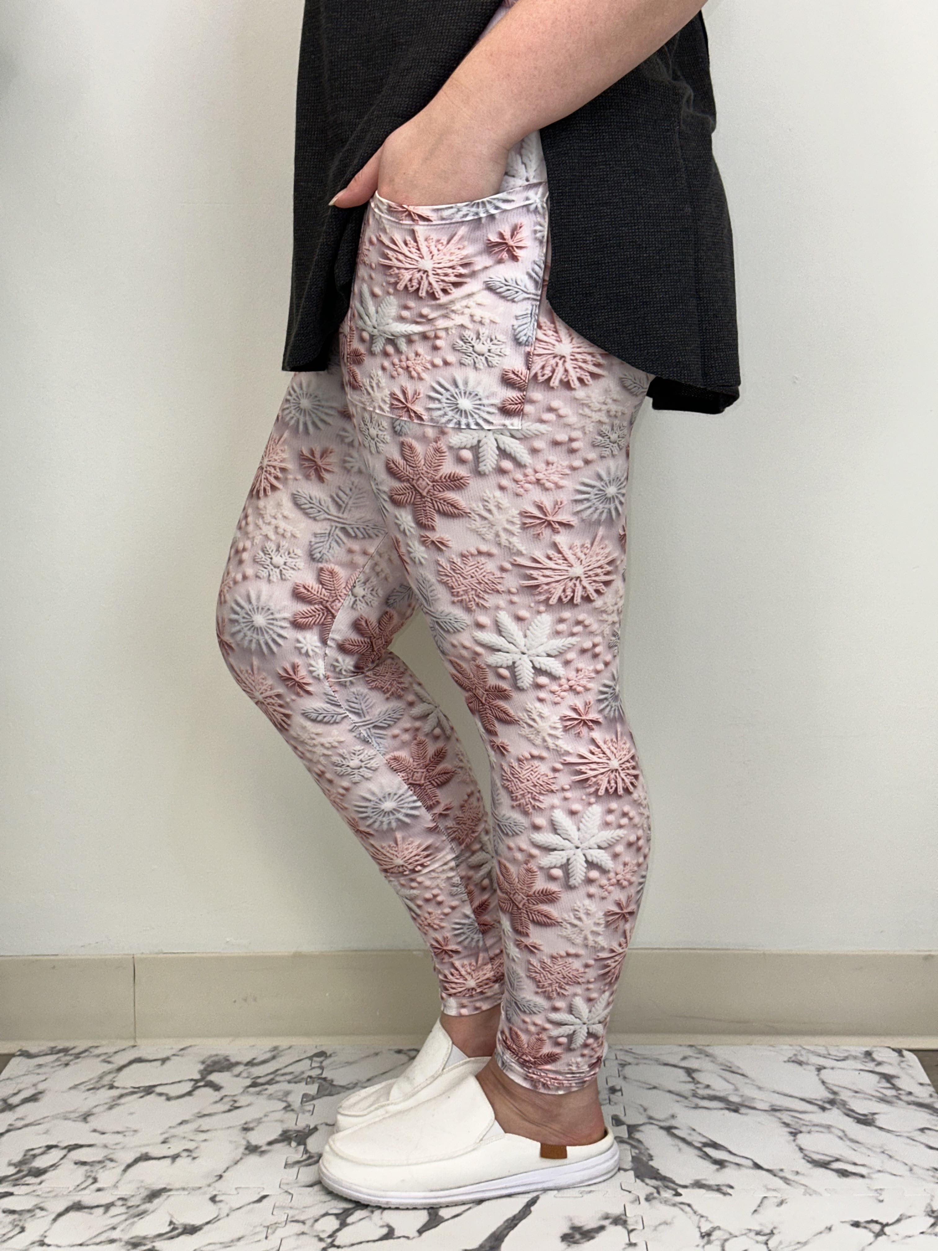 Navy Snowflake Leggings w/ Pockets – Alonna's Legging Land