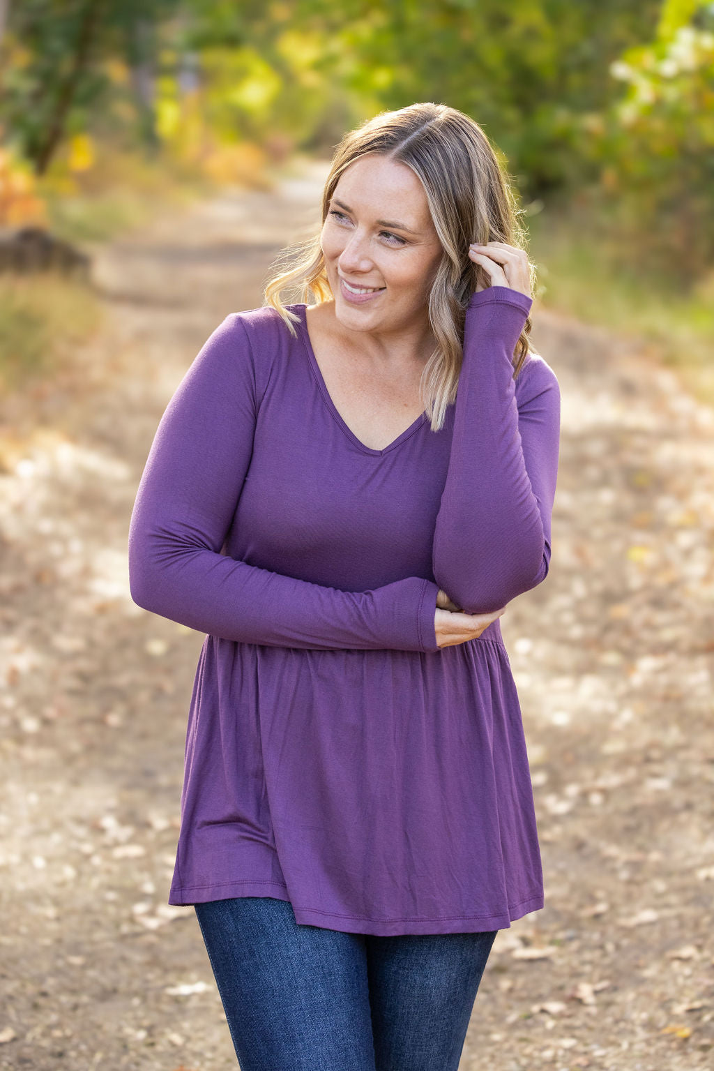 *Clearance* Price Drops in Cart! IN STOCK Long Sleeve Sarah Ruffle - Purple