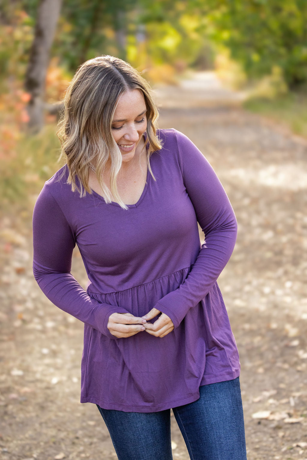 *Clearance* Price Drops in Cart! IN STOCK Long Sleeve Sarah Ruffle - Purple