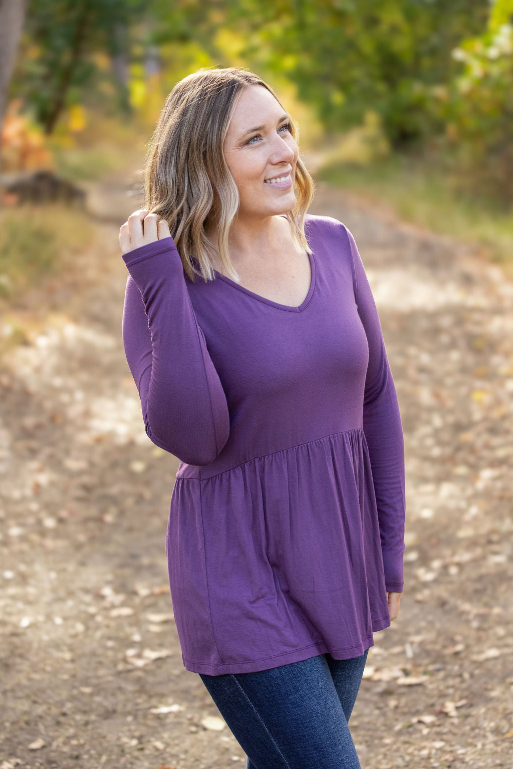 *Clearance* Price Drops in Cart! IN STOCK Long Sleeve Sarah Ruffle - Purple