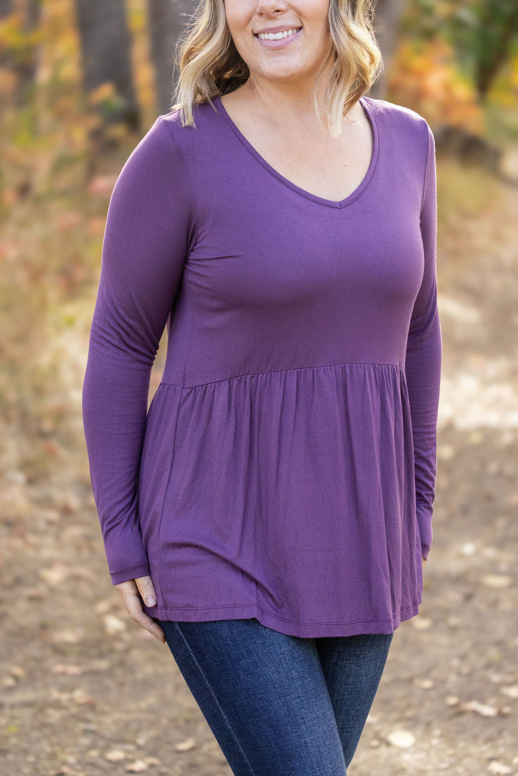 *Clearance* Price Drops in Cart! IN STOCK Long Sleeve Sarah Ruffle - Purple