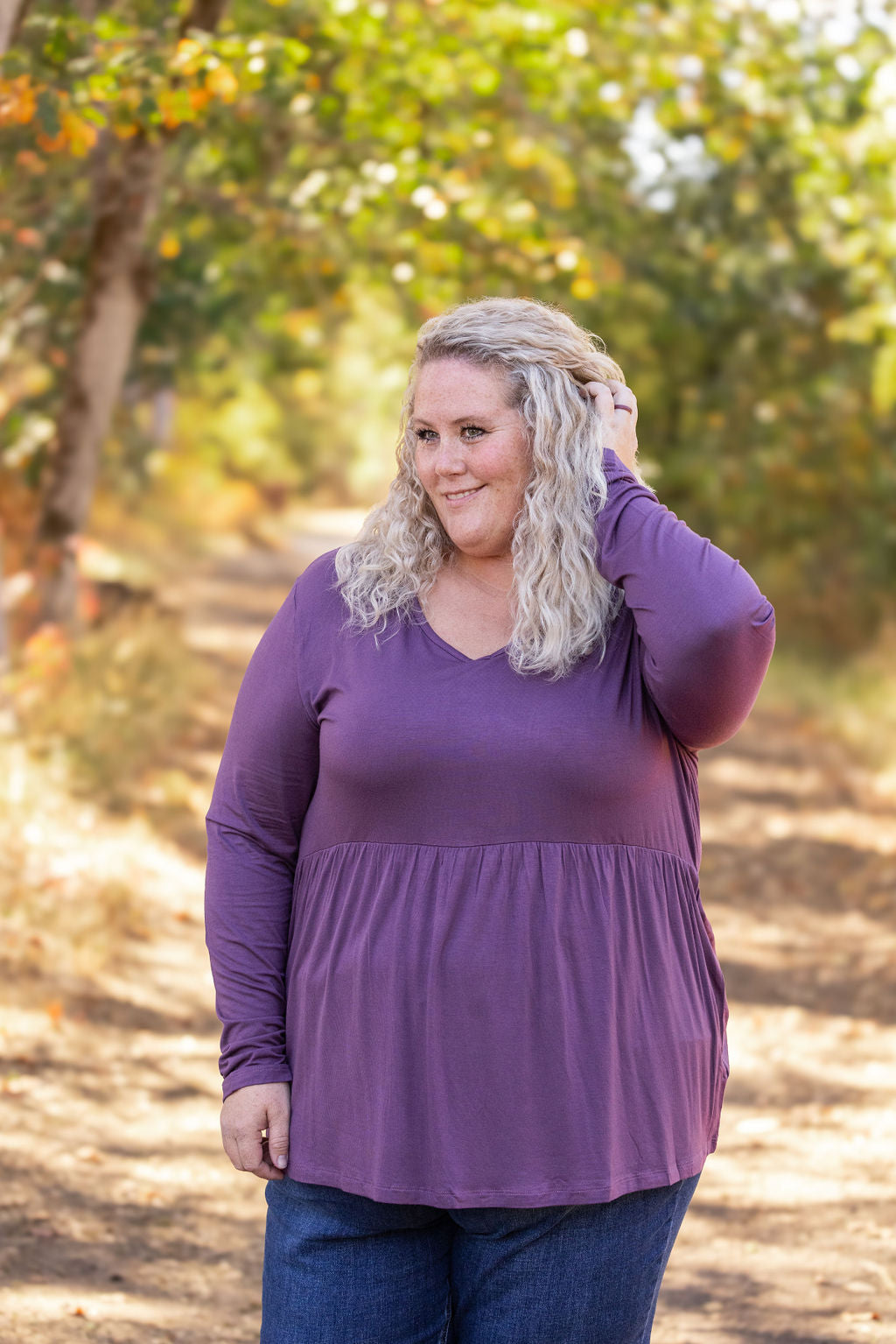 *Clearance* Price Drops in Cart! IN STOCK Long Sleeve Sarah Ruffle - Purple