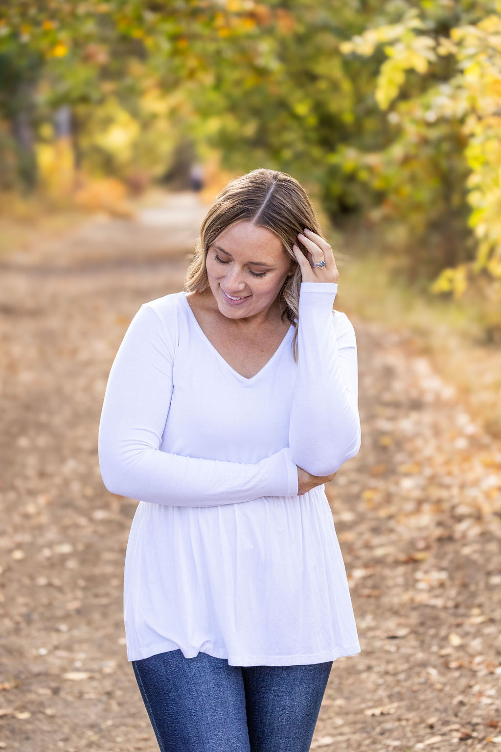 IN STOCK Long Sleeve Sarah Ruffle - White