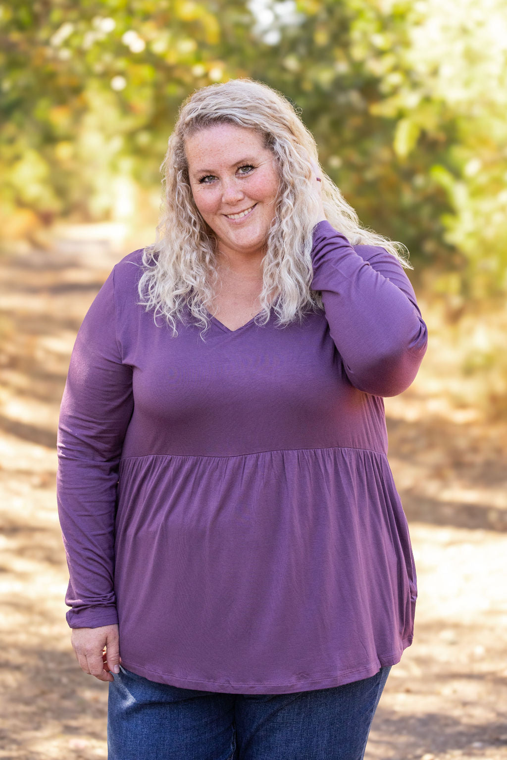 *Clearance* Price Drops in Cart! IN STOCK Long Sleeve Sarah Ruffle - Purple