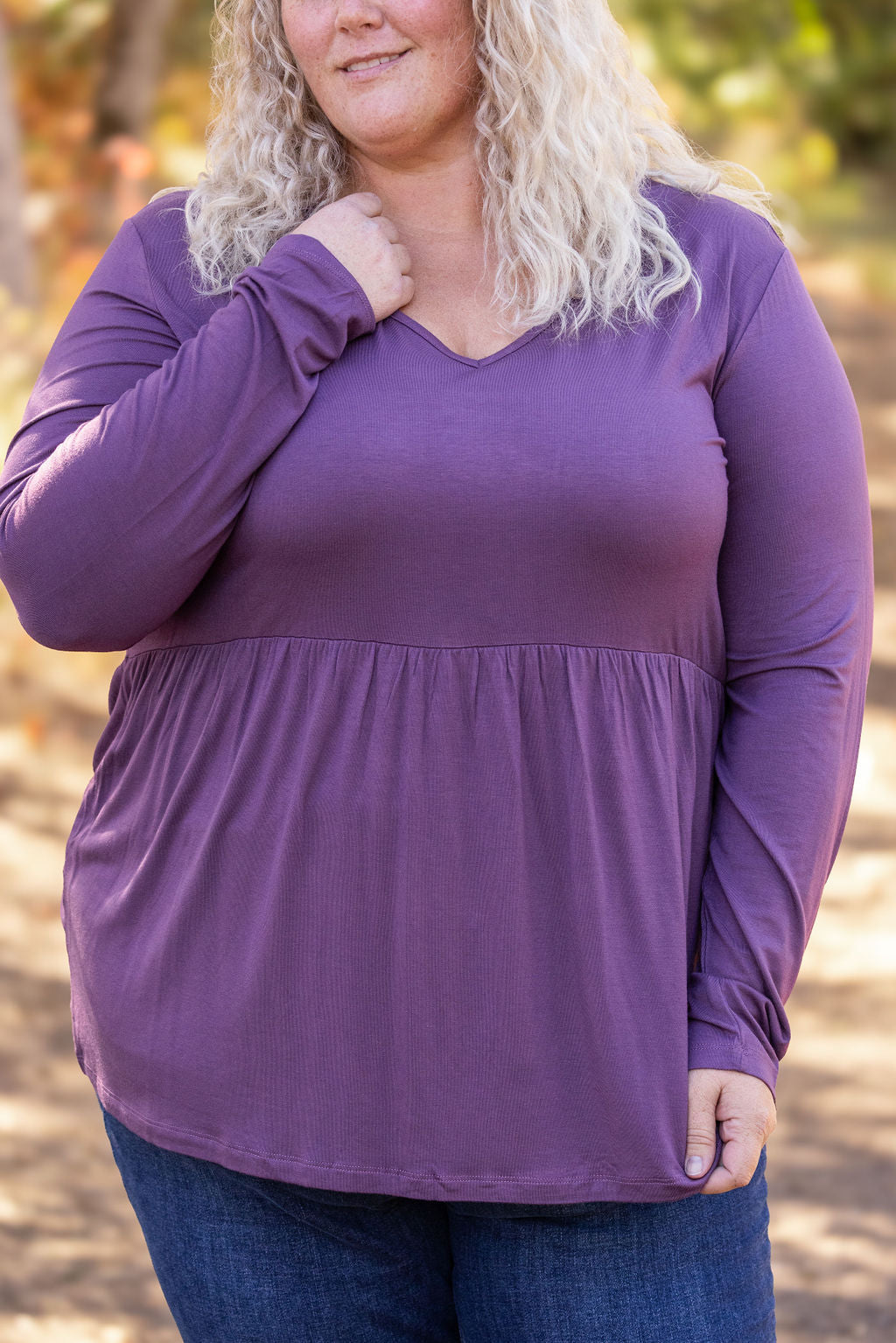 *Clearance* Price Drops in Cart! IN STOCK Long Sleeve Sarah Ruffle - Purple