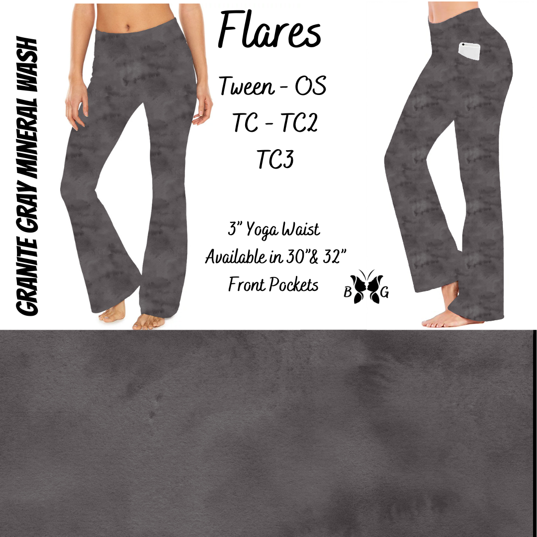 Granite Gray Mineral Wash Yoga Flares