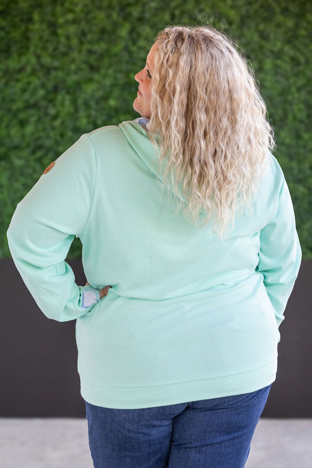 IN STOCK HalfZip Hoodie - Mint with Blue and Mint Checker MM EXCLUSIVE