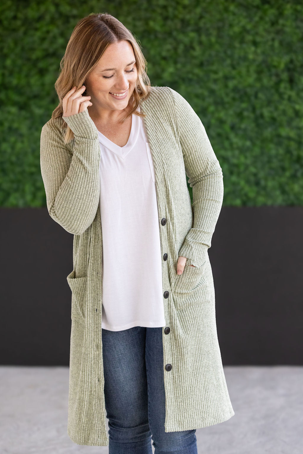 IN STOCK Colbie Ribbed Cardigan - Pistachio