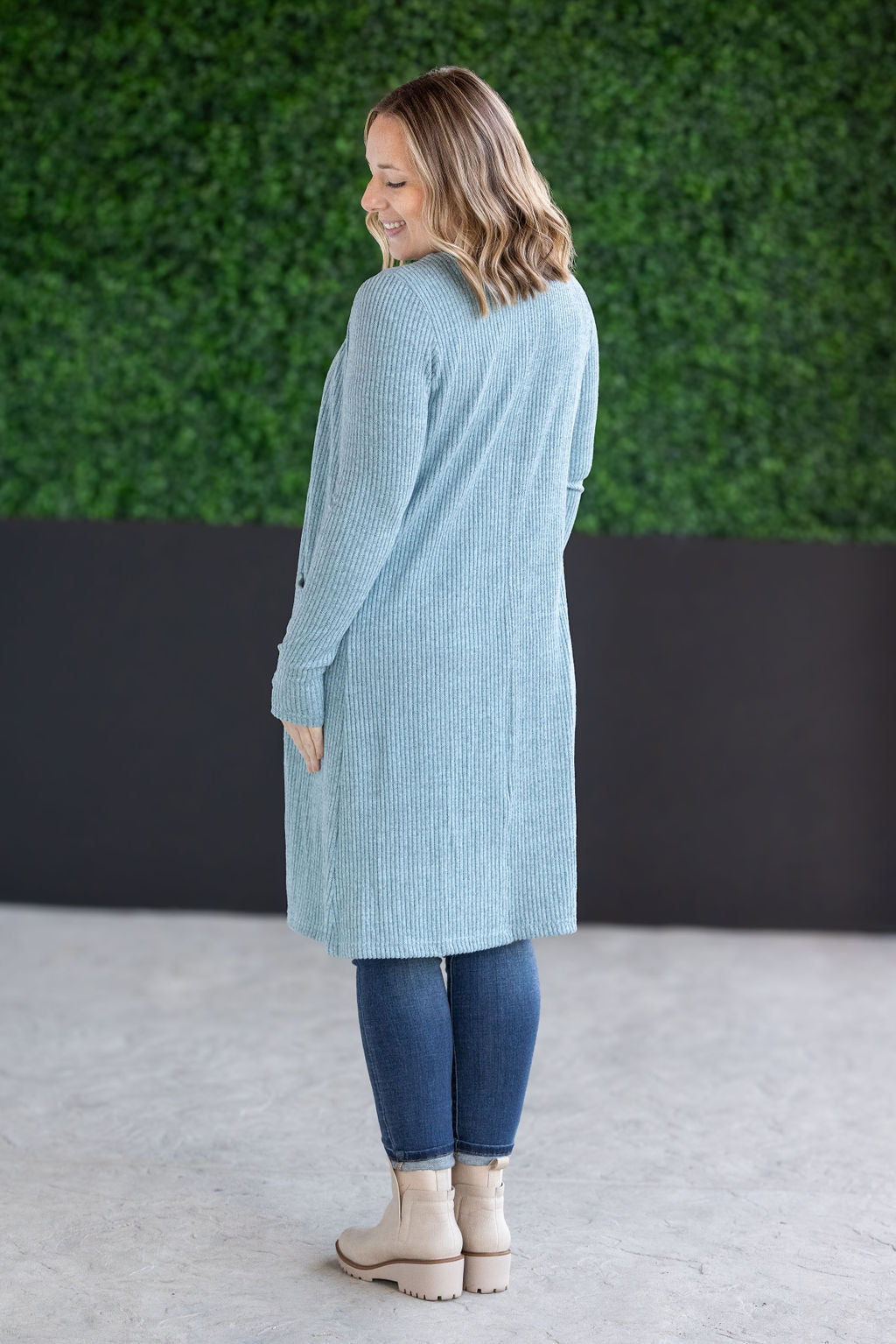 IN STOCK Knit Colbie Ribbed Cardigan - Dusty Blue