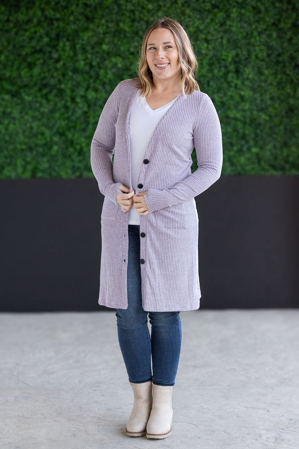 IN STOCK Colbie Ribbed Cardigan - Lavender