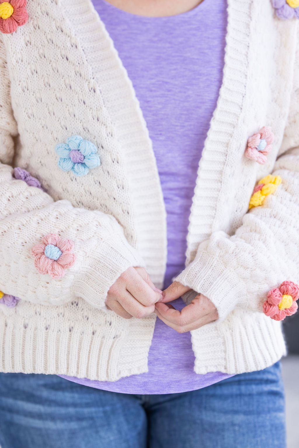 IN STOCK Flower Cardigan - Ivory