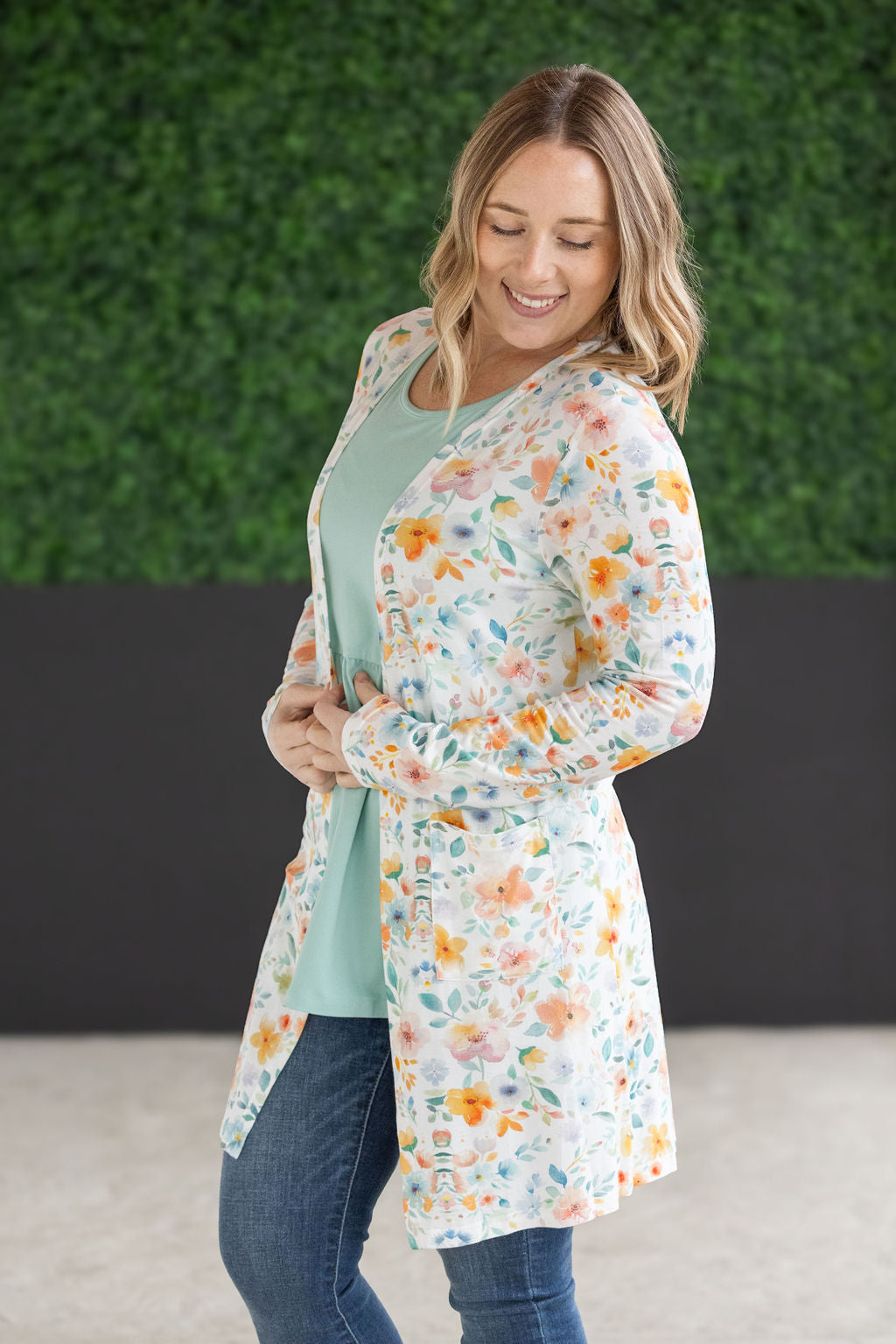 IN STOCK Classic Cardigan - Watercolor Floral