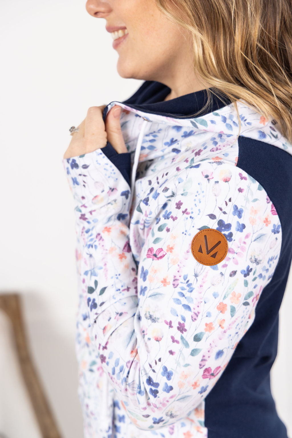 IN STOCK HalfZip Hoodie - Floral Paradise and Navy