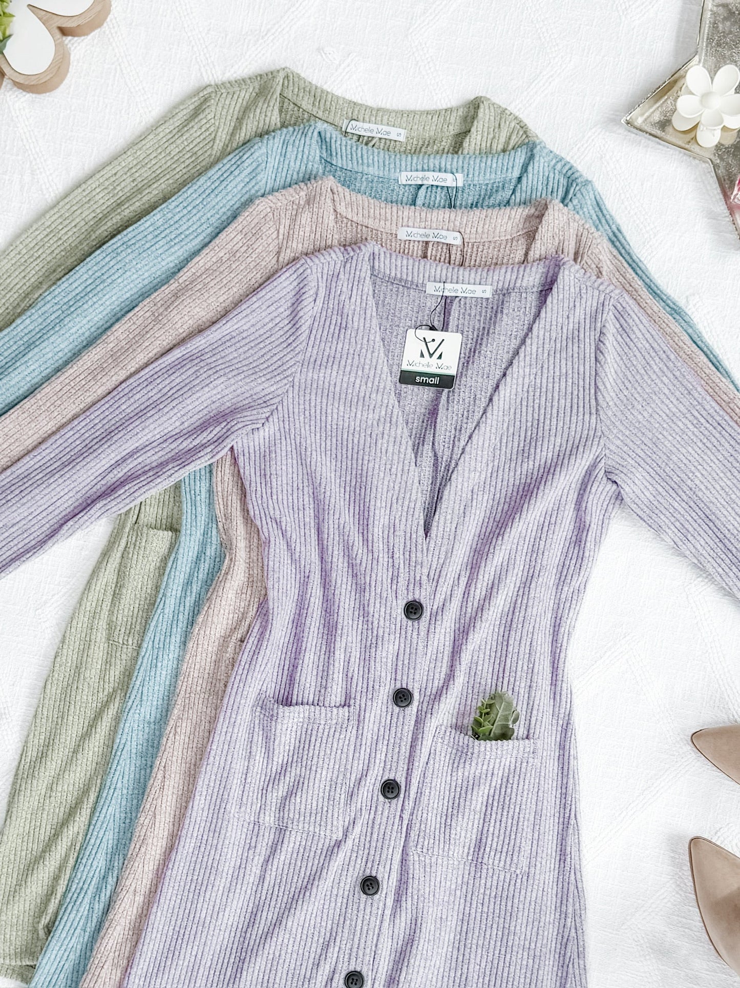 IN STOCK Colbie Ribbed Cardigan - Lavender