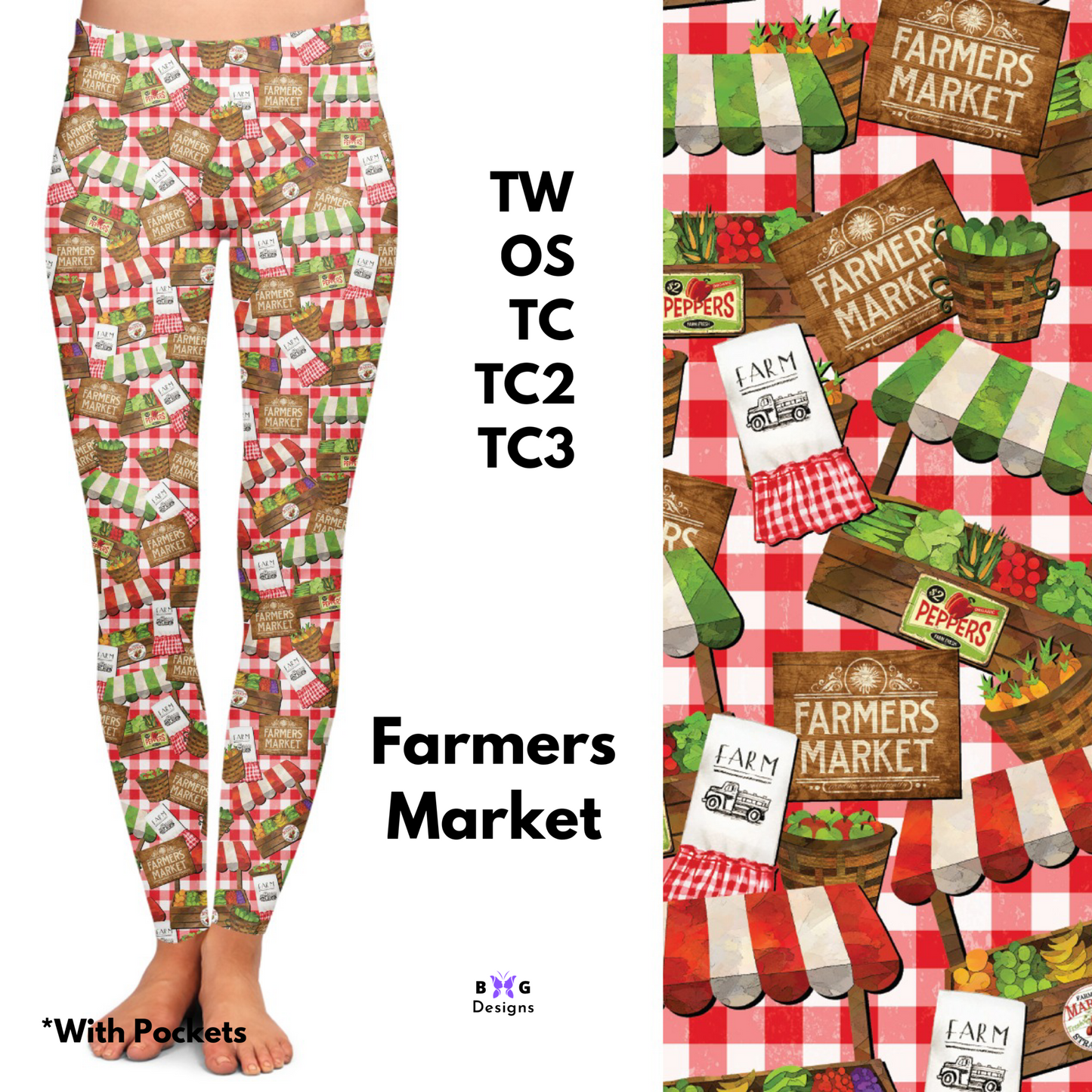 *Clearance* Price Drops in Cart! Farmers Market - Leggings with Pockets