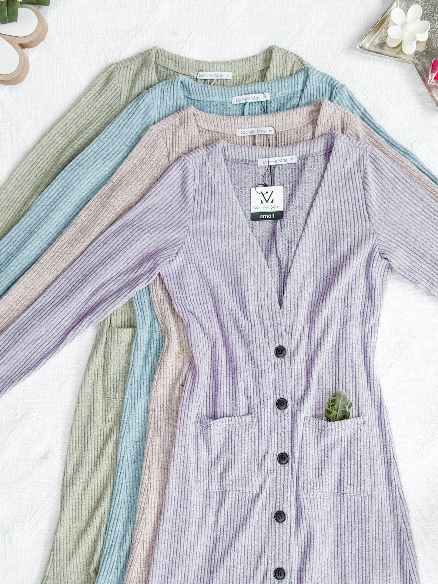 IN STOCK Colbie Ribbed Cardigan - Lavender