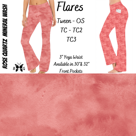 Rose Quartz Mineral Wash Yoga Flares with Pockets