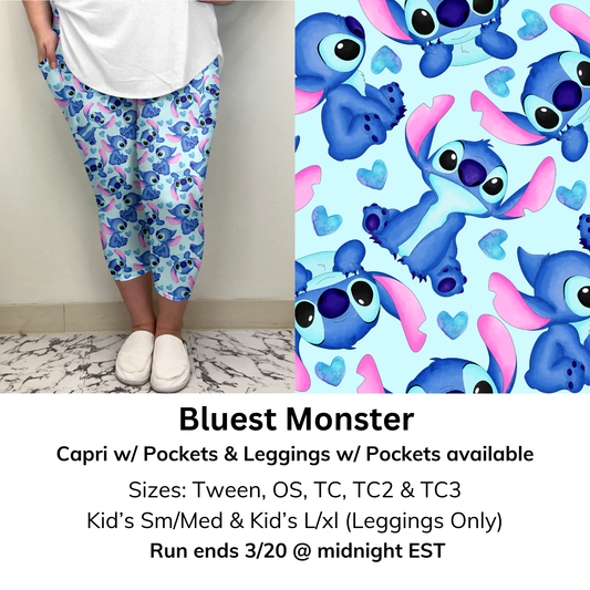 Bluest Monster Capri/Leggings w/ Pockets (Kid's Leggings too!) | Run ends 3/20 | ETA 32 Days