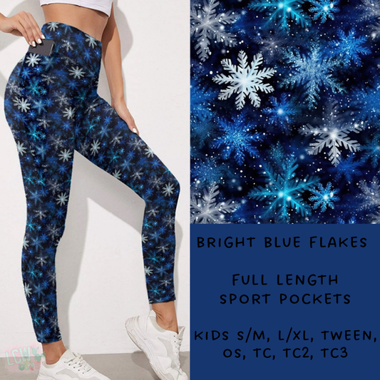 Batch #238 - Winter Wonderland - Closes 12/15 - ETA Early Jan - Bright Blue Flakes Leggings