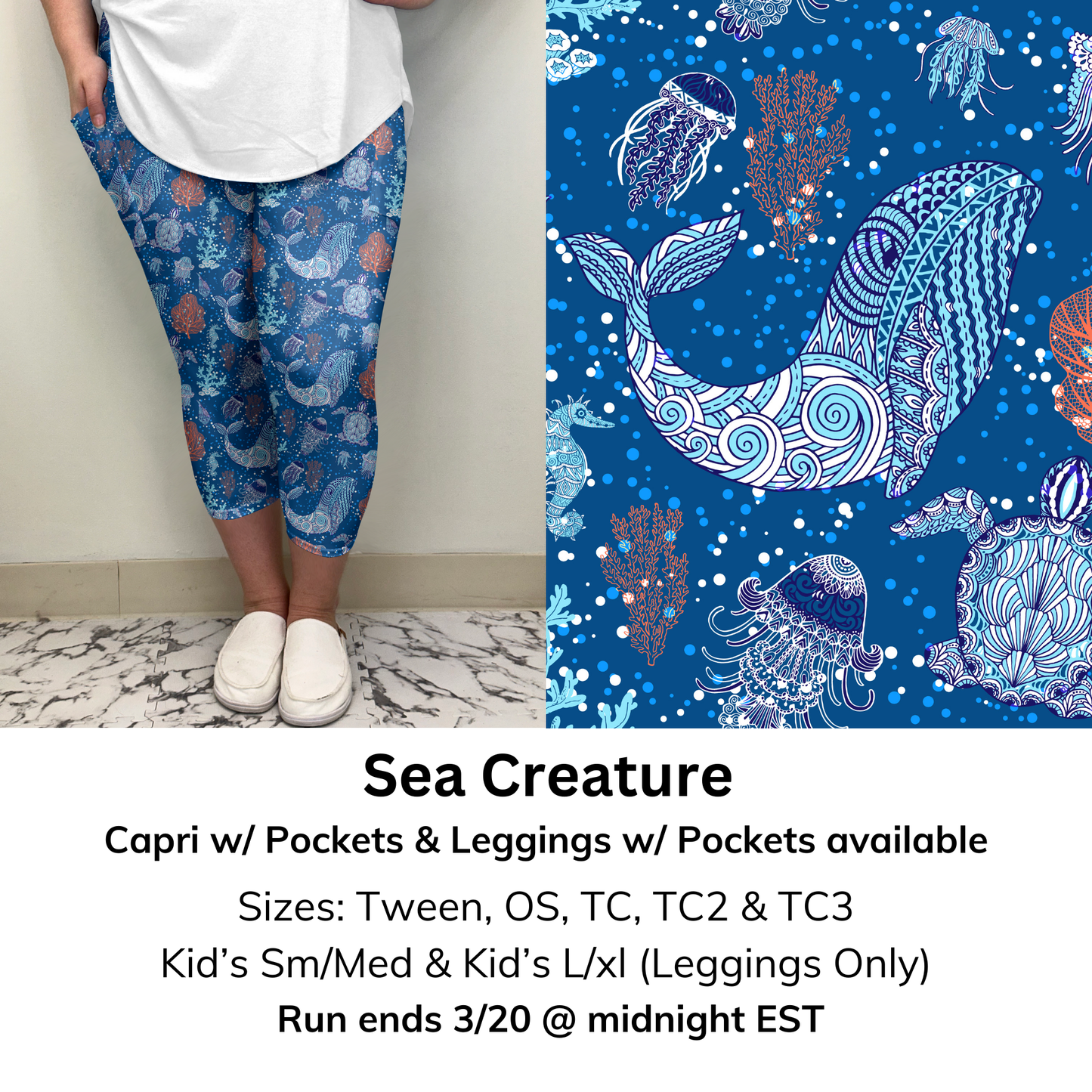 Sea Creature Capri/Leggings w/ Pockets (Kid's Leggings too!) | Run ends 3/20 | ETA 32 Days