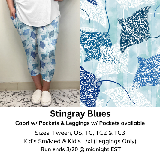 Stingray Blues Capri/Leggings w/ Pockets (Kid's Leggings too!) | Run ends 3/20 | ETA 32 Days