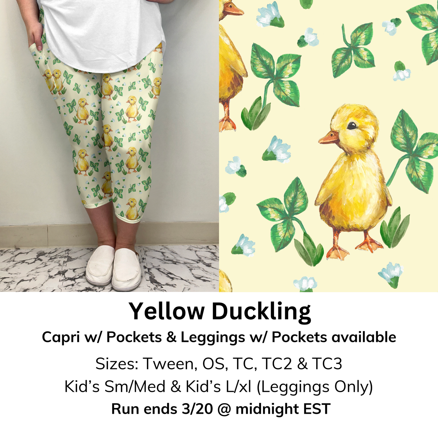 Yellow Duckling Capri/Leggings w/ Pockets (Kid's Leggings too!) | Run ends 3/20 | ETA 32 Days