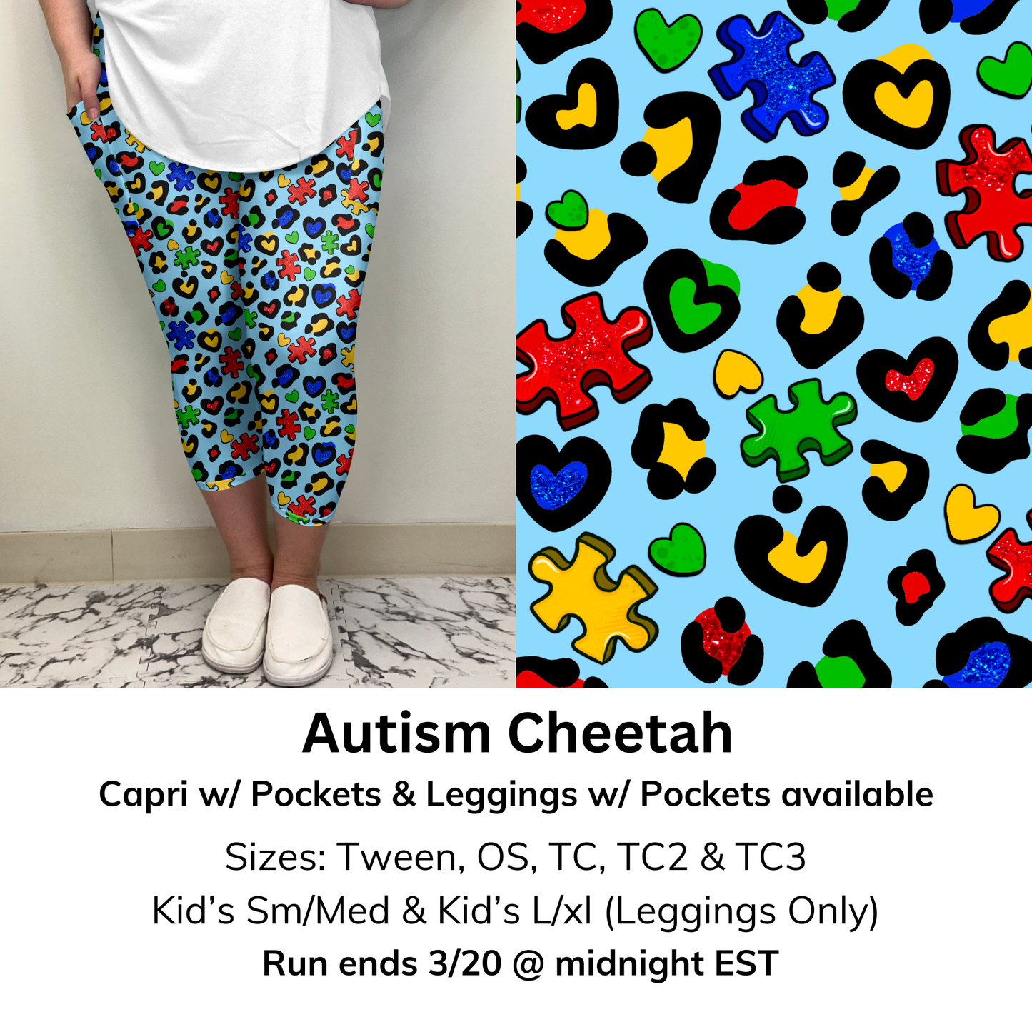 Autism Cheetah Capri/Leggings w/ Pockets (Kid's Leggings too!) | Run ends 3/20 | ETA 32 Days