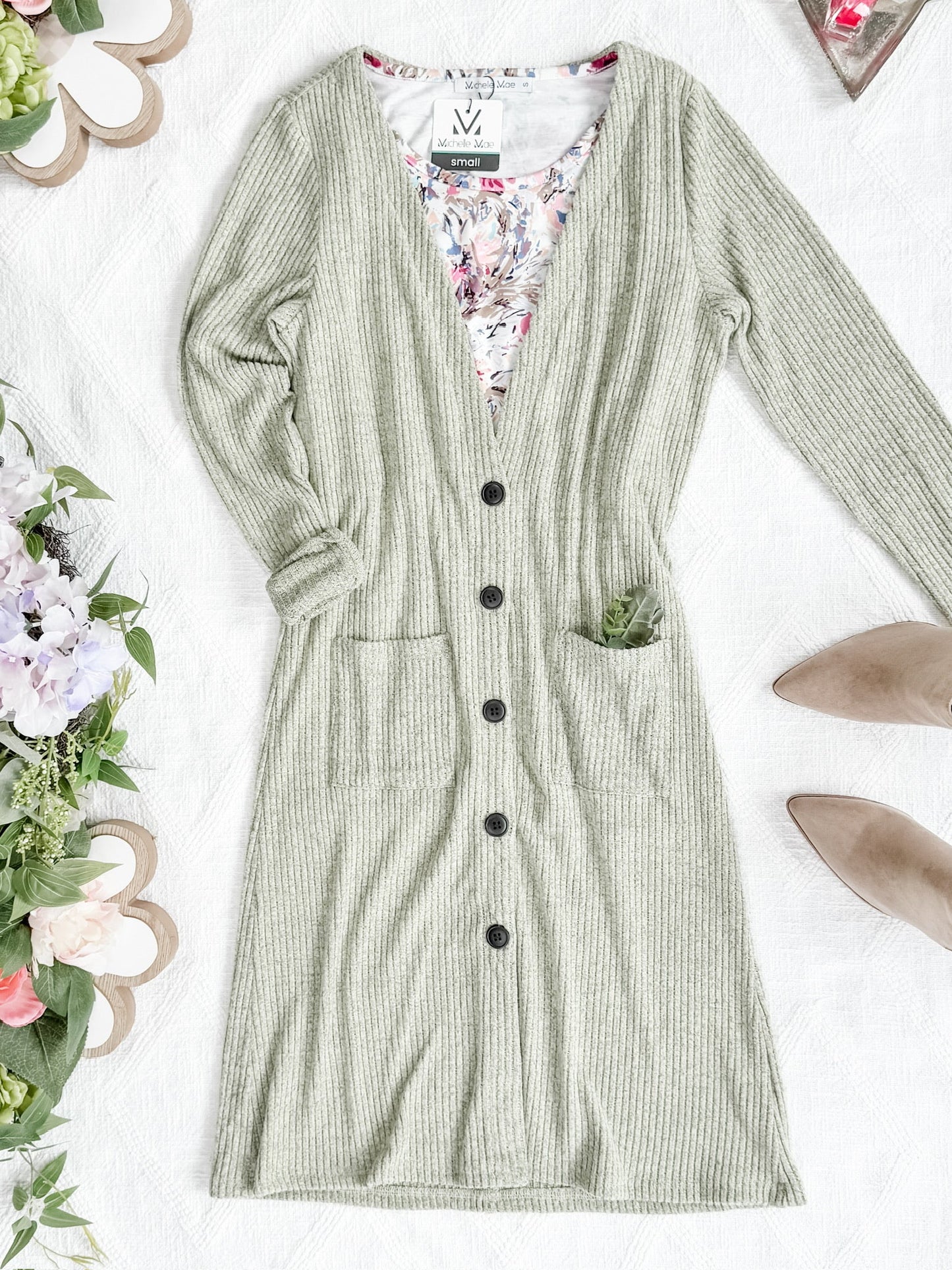 IN STOCK Colbie Ribbed Cardigan - Pistachio