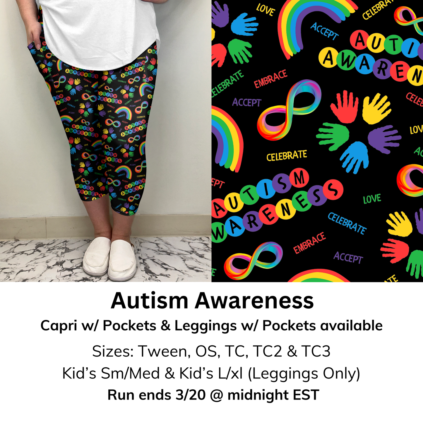 Autism Awareness Capri/Leggings w/ Pockets (Kid's Leggings too!) | Run ends 3/20 | ETA 32 Days