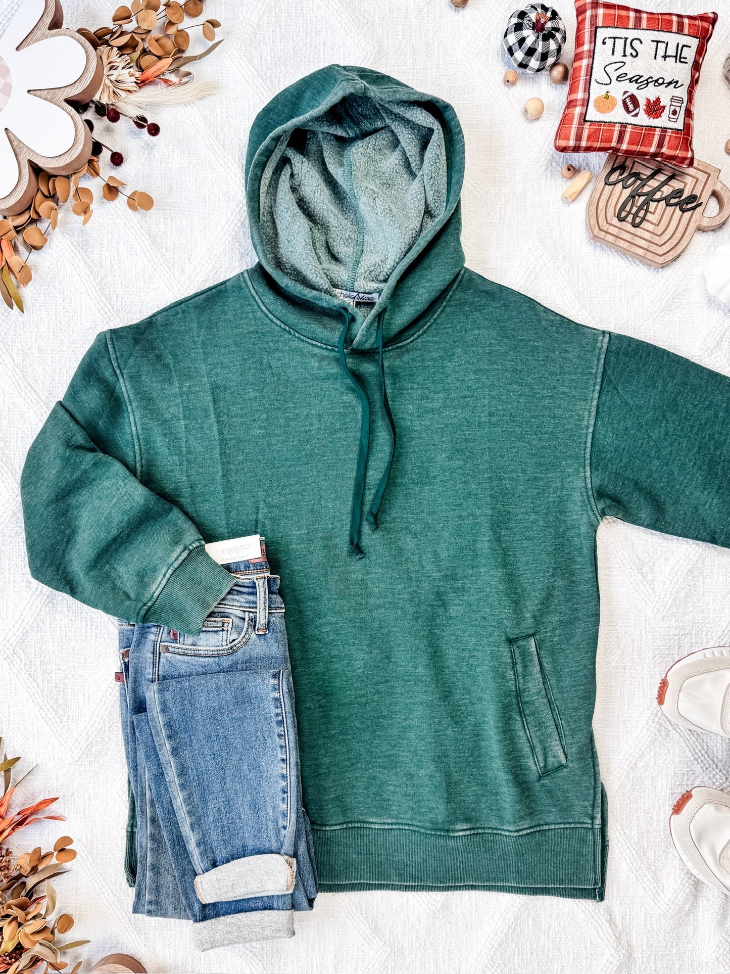 *Clearance* Price Drops in Cart! IN STOCK Vintage Wash Hoodie - Hunter Green