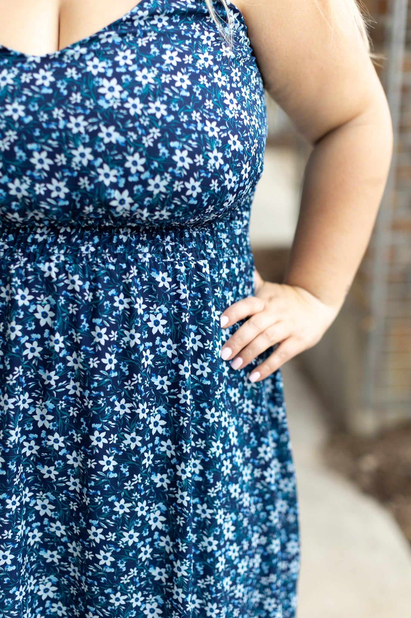 IN STOCK Cassidy Midi Dress - Blue Floral Mix