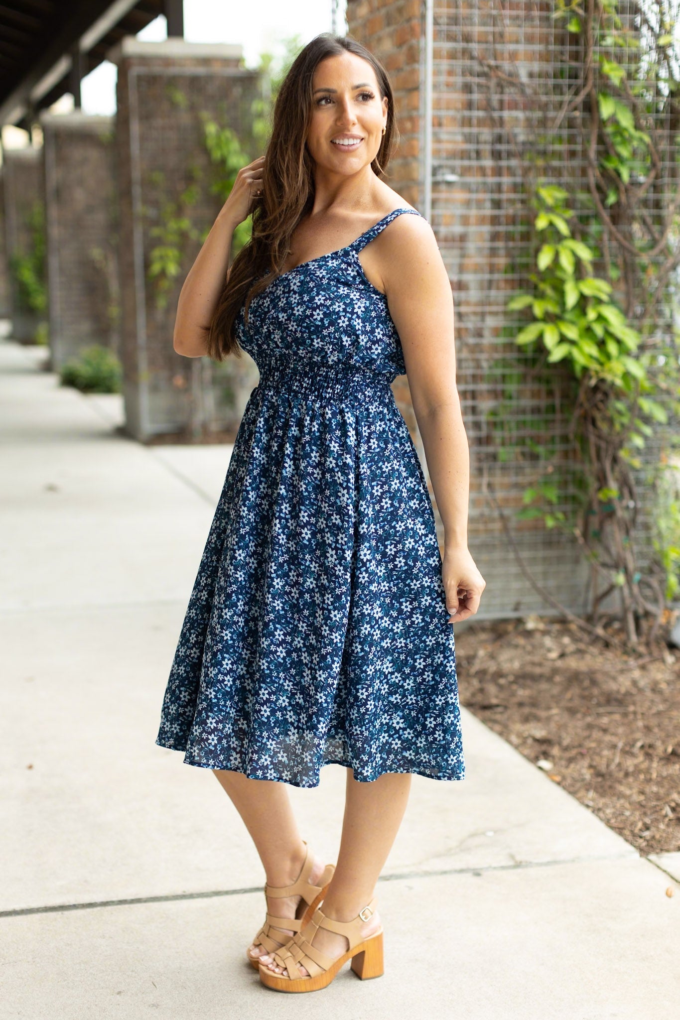 IN STOCK Cassidy Midi Dress - Blue Floral Mix