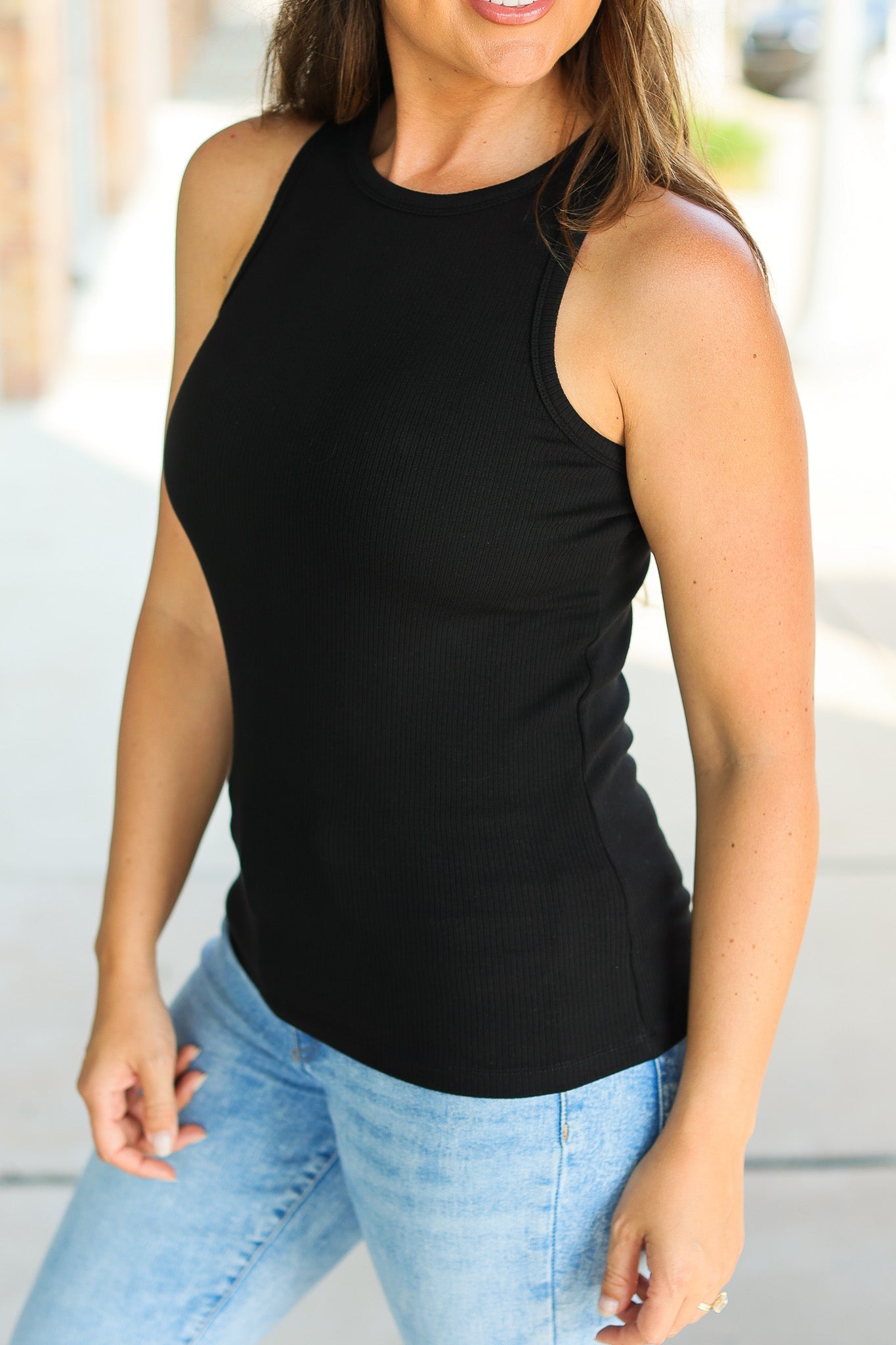 IN STOCK Tara Ribbed Tank - Black