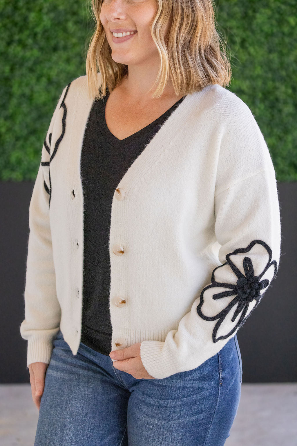 *Clearance* Price Drops in Cart! IN STOCK Black Floral Sweater Cardigan