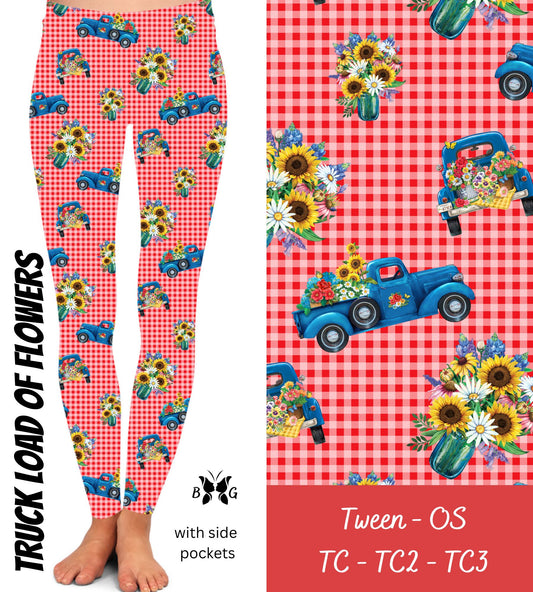 *Clearance* Price Drops in Cart! Truckload of Flowers - Leggings with Pockets