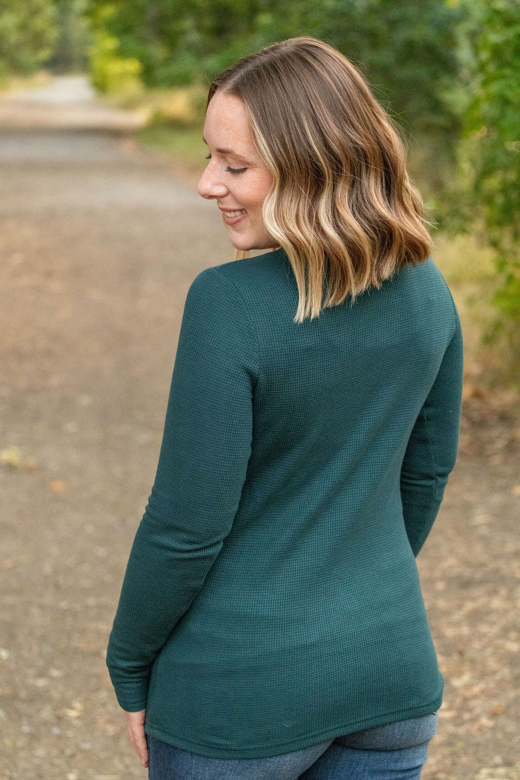 IN STOCK Harper Long Sleeve Henley - Evergreen FINAL SALE