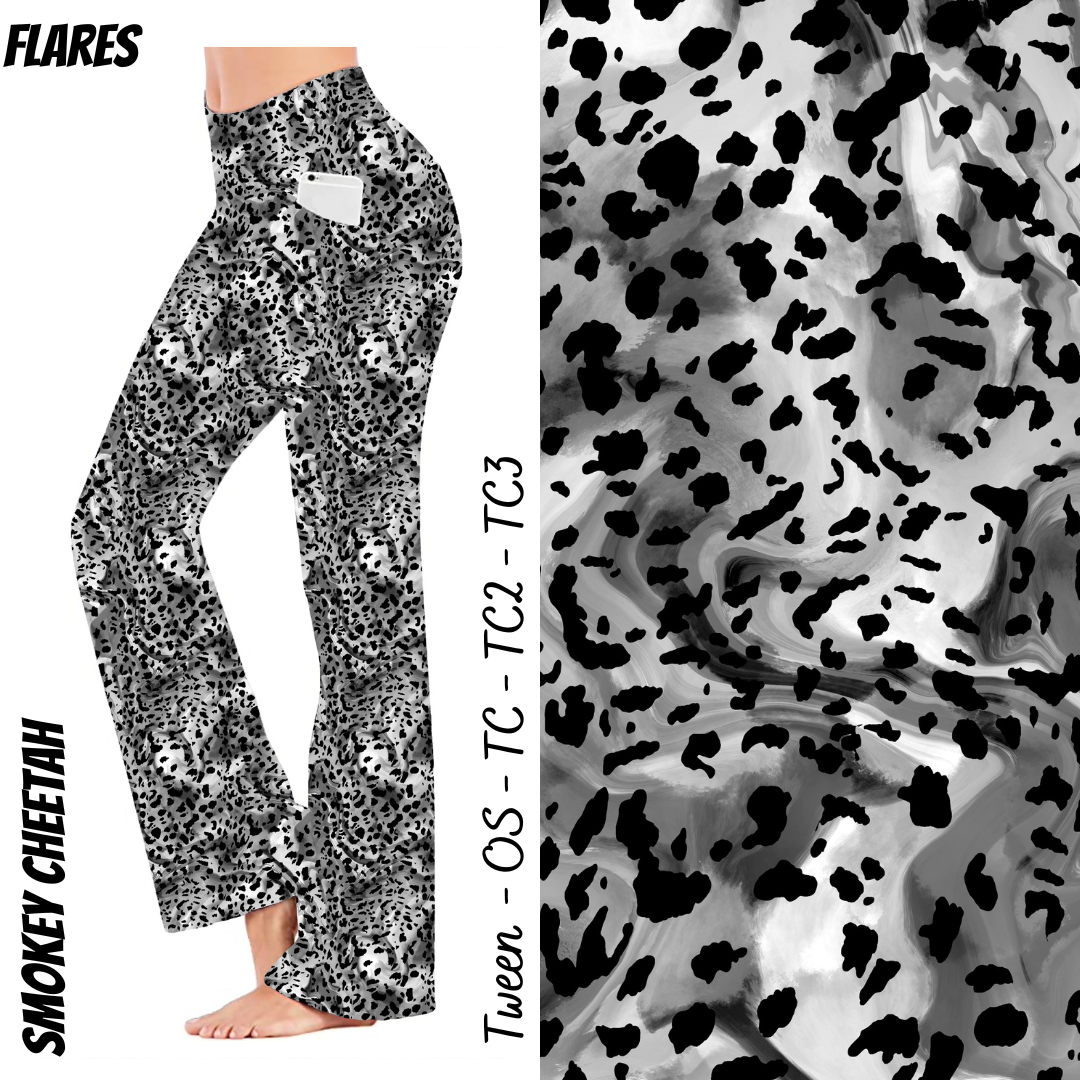 Smokey Cheetah - Yoga Flares with Pockets