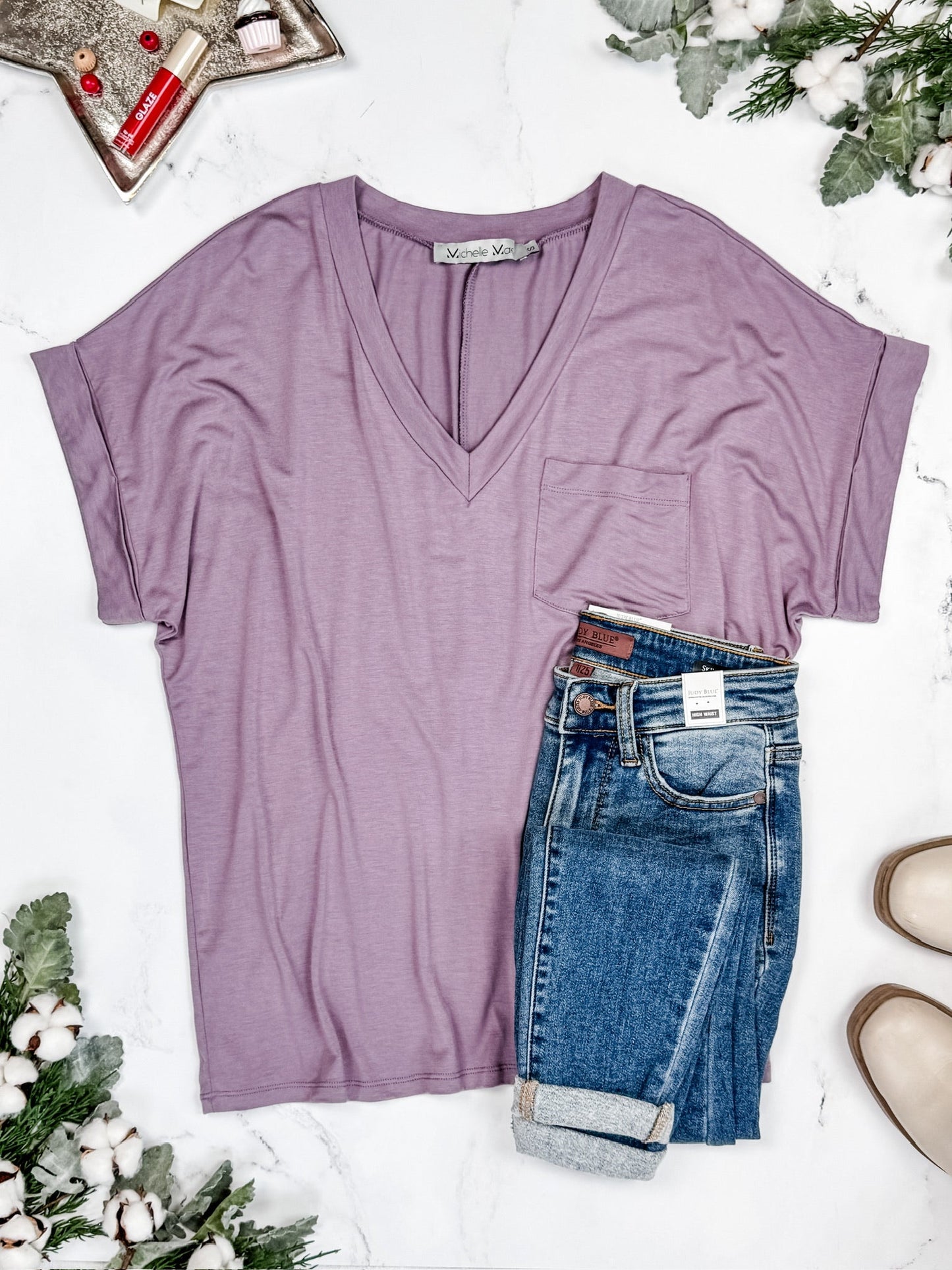 IN STOCK Sierra Pocket Top - Dusty Purple