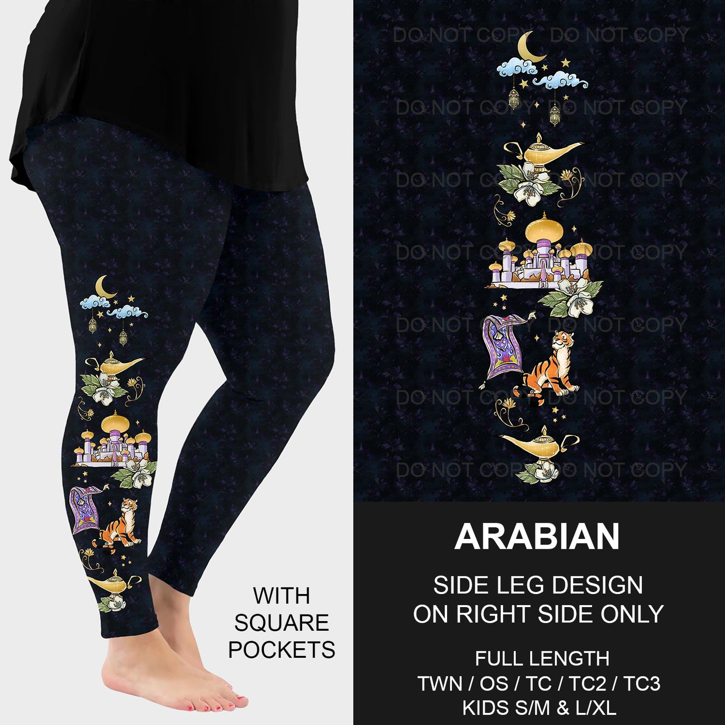 B192 - Preorder Arabian Side Design Leggings w/ Pockets (Closes 11/10. ETA mid Jan)