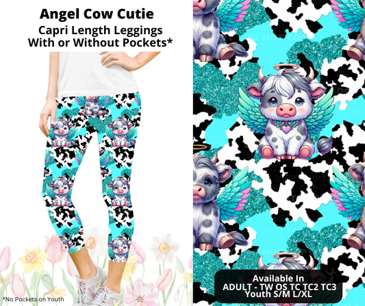 Preorder! Closes 3/17. ETA June. Angel Cow Cuties Capri Leggings w/wo Pockets