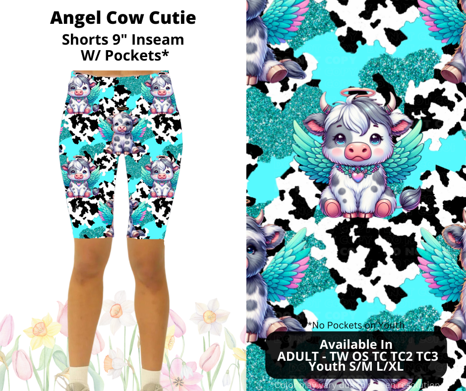 Preorder! Closes 3/17. ETA June. Angel Cow Cutie 9" Inseam Shorts w/wo Pockets