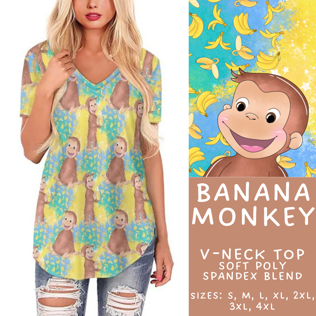 Batch #308 - Storybook Collection 2 - Closes 3/21 - ETA mid May - Banana Monkey V-Neck Tee