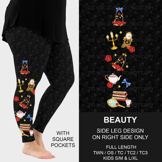 B192 - Preorder Beauty Side Design Leggings w/ Pockets (Closes 11/10. ETA mid Jan)