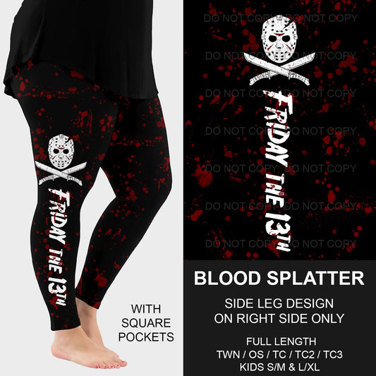 B192 - Preorder Blood Splatter Side Design Leggings w/ Pockets (Closes 11/10. ETA mid Jan)