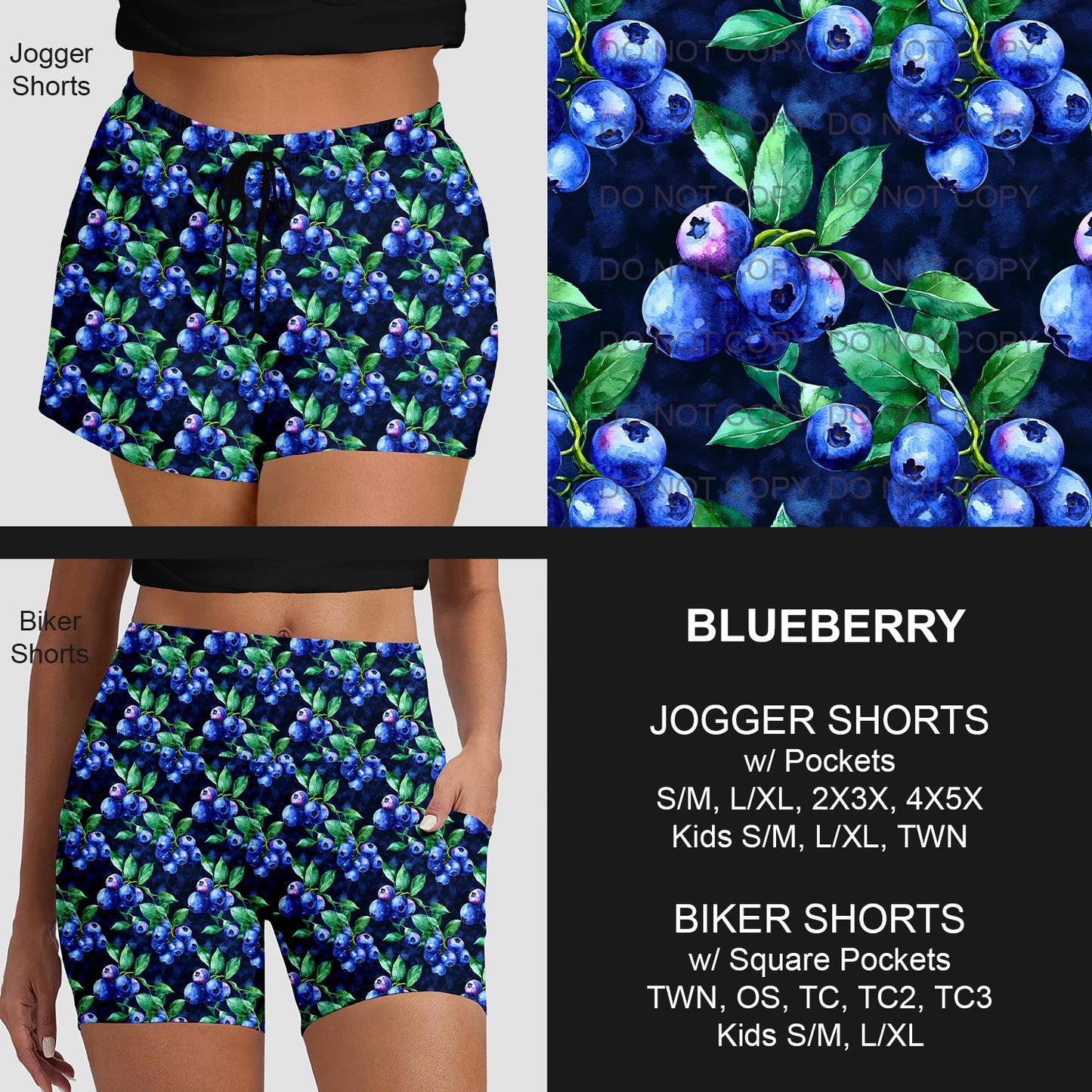 B219 - Preorder Blueberry Jogger/Biker Shorts (Closes 3/23. ETA: early June)