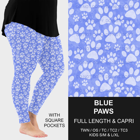 B218 - Preorder Blue Paws Leggings w/ Pockets (Closes 3/16. ETA: early June)