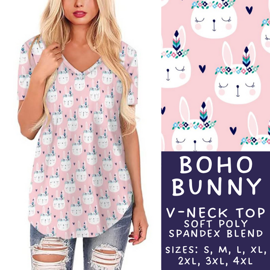 Batch #279 - Hop to it Collection Presale - Closes 1/30, ETA Early April - Boho Bunny V-Neck Tee