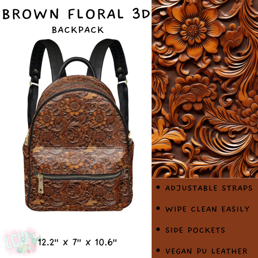 Batch #309 - Card Holders & Mini Backpacks - Closing 3/24 - ETA late May - Brown Floral 3D Mini Backpack