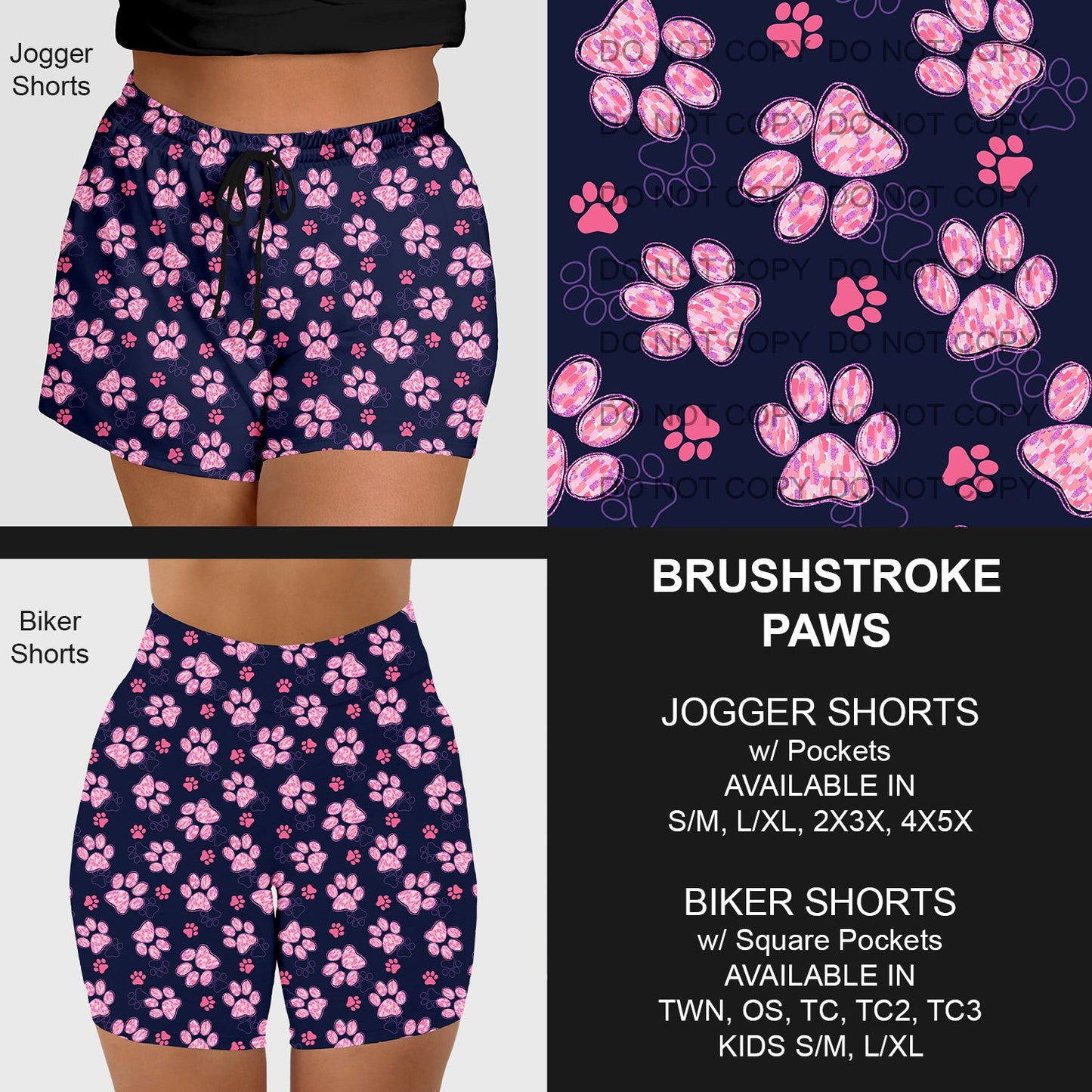 B218 - Preorder Brushstroke Paws Jogger/Biker Shorts w/ Pockets (Closes 3/16. ETA: early June)