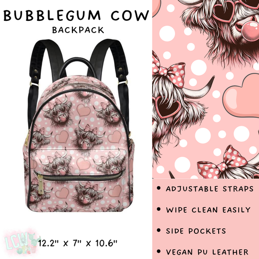 Batch #309 - Card Holders & Mini Backpacks - Closing 3/24 - ETA late May - Bubblegum Cow Mini Backpack